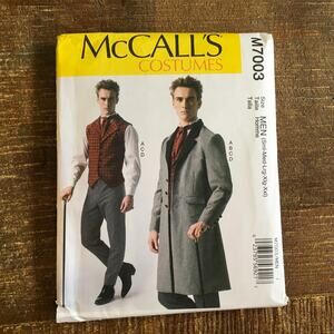 McCalls Sewing Pattern M7003 Mens Regency Bridgerton Coat Vest Pant S-2XL UNCUT